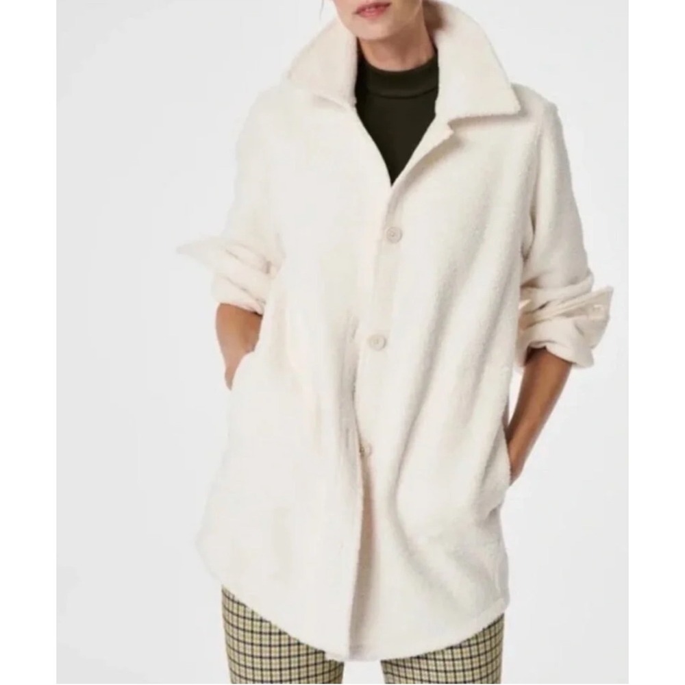 Spanx Fleece Shirt Jacket Women XS Snow Button Up Sherpa Shacket Luxe NWT